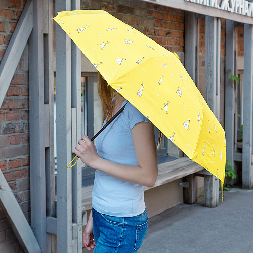 Зонт складной "Гуси" (желтый)