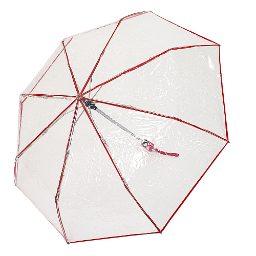 Зонт складной прозрачный (красный)