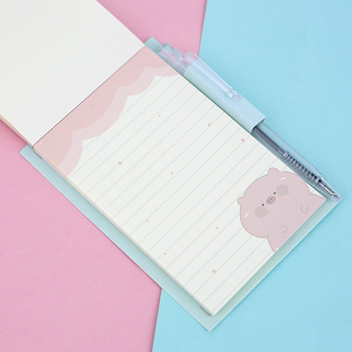 Мини-блокнот с ручкой "Cutie pig" (белый)