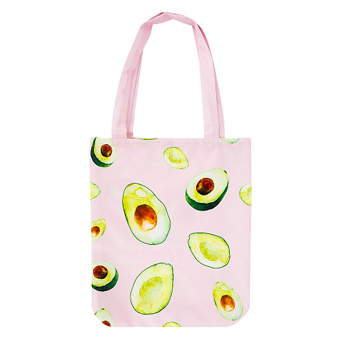 Эко-сумка шоппер с принтом, "Авокадо на розовом"