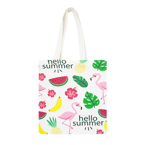 Эко-сумка шоппер с принтом "Hello Summer" (белая)